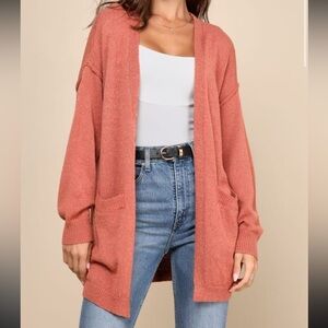 Lulus Rusty Rose Knit Cardigan